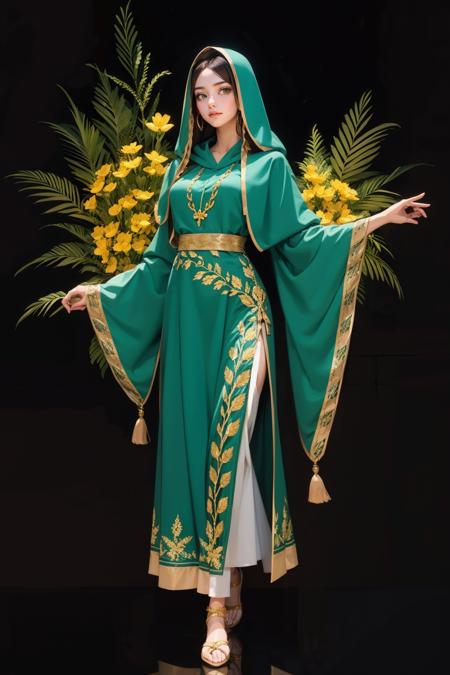 Embroidered Bell Sleeve Hooded Burqa Dress版本v1.0 (ID: 275953)