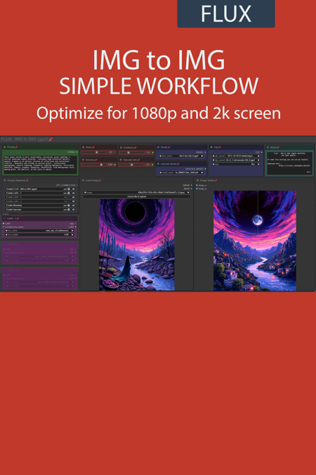 IMG to IMG simple workflow FLUX | UPSCALE | LORA | GGUF | CIVITAI Metadata版本v4.3 (ID: 1047508)