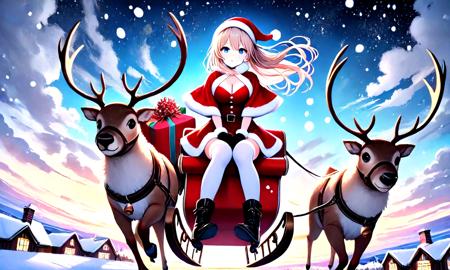 girl like reindeer sleigh