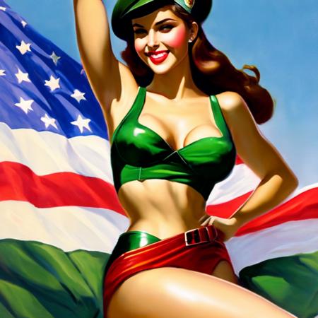 Pinup768 - Create vintage patriotic pinups easily! A Model 2.x Embedding by SoCalGuitarist