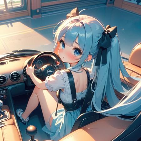 girl like mini car / driving cabrio