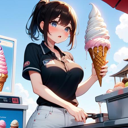 girl like  ice cream truck / ice cream machine