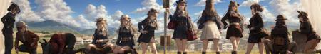 Row of40 people POSE , multi view，40个人的动作PNG图，多视图