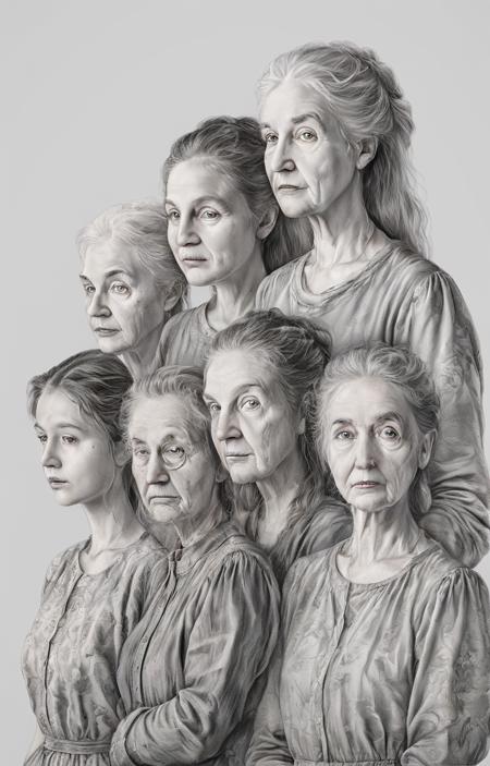 A multi face style, perhaps arranged according to age - tangbohu [SDXL] 55