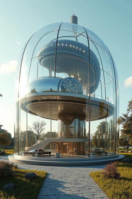 [sphere_glass_building]-lora_flux-Architecture