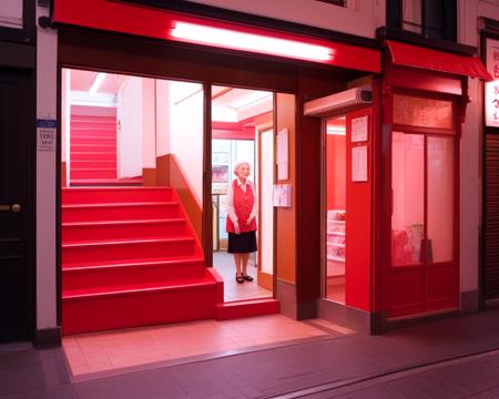 the restaurant of many orders with red stairs