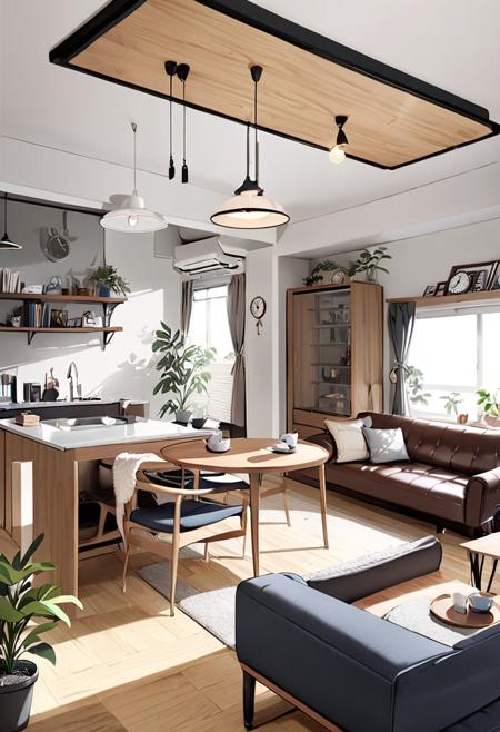 日本の住宅のLDK (living room & dining room & kitchen) SDXL