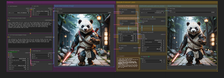 SD & SDXL lowvram-medvram ComfyUI workflow with lora, upscale and second pass版本v1.0 (ID: 179098)