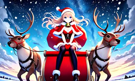 girl like reindeer sleigh