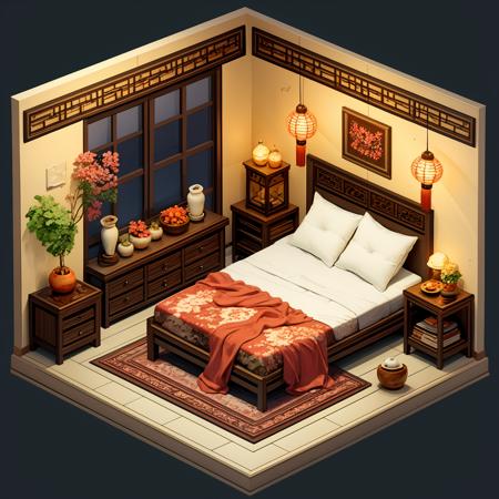 HEZI_45 degrees indoor cute game scene