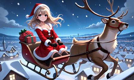 girl like reindeer sleigh