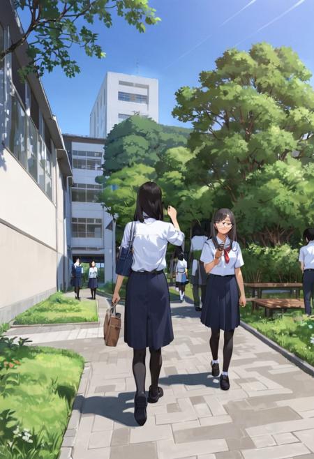 学校の中庭 School courtyard SDXL