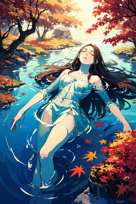 Ophelia parody shot (female partially drowning)