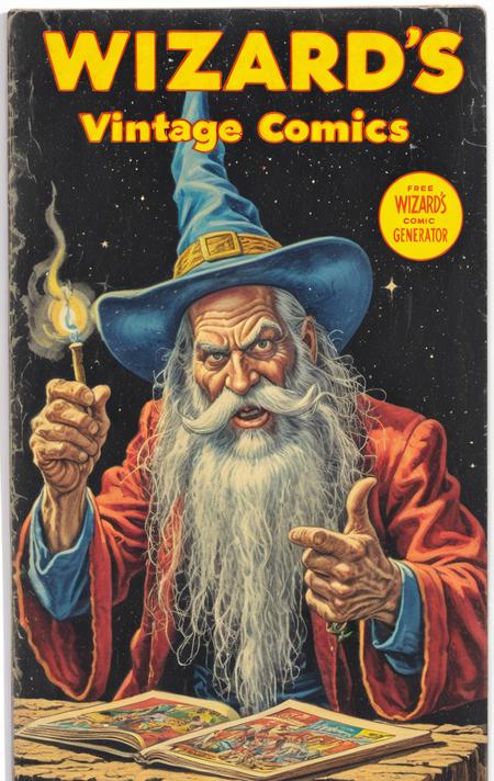 The Wizard's Vintage Comic Book Cover版本1950s Pulp LEGACY SDXL (ID: 236642)
