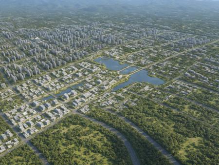 Bird's-eye view of urban design scenes