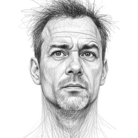 Pencil sketch portrait painting style with messy lines SD3.5&Flux