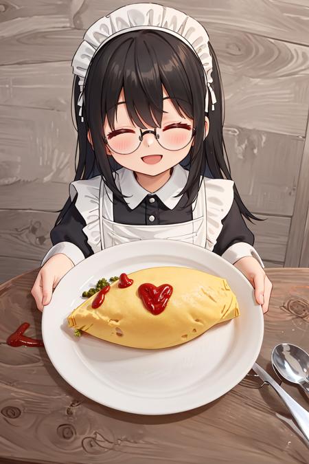 オムライス❤ Draw a heart with ketchup on top of omurice. SD15