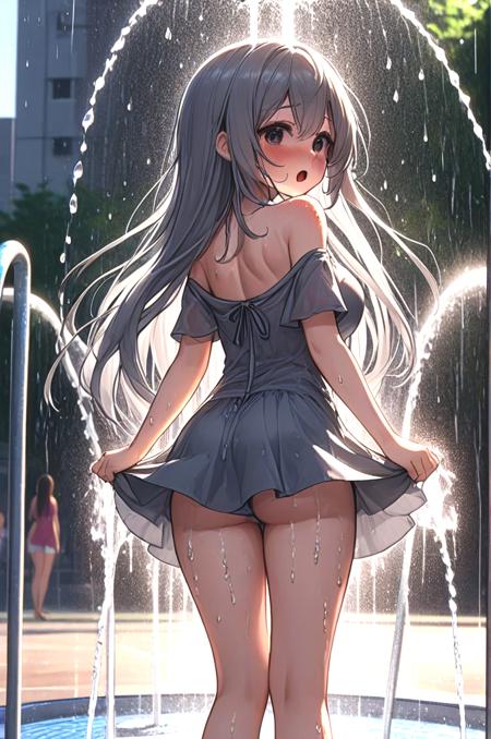 girl like splash pad / drinking fountain