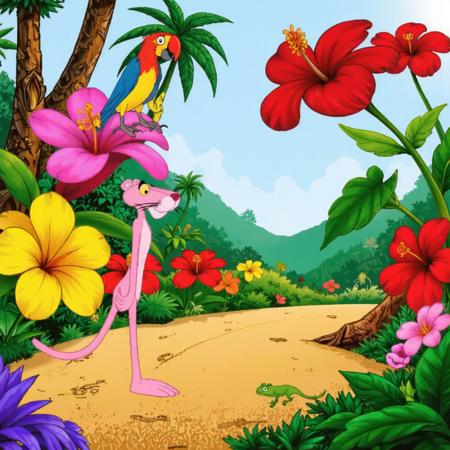 90s Cartoon Adventure Game Style - Pink Panther [Flux]