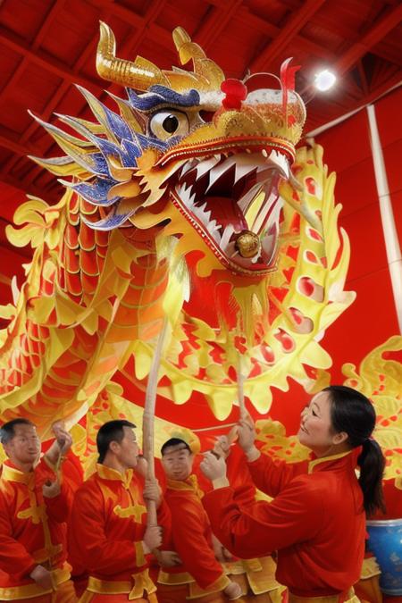 Dragon dance, a traditional Chinese cloth dragon