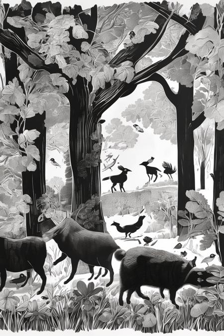 An abstract forest animal style, monochromatic - tangbohu 39