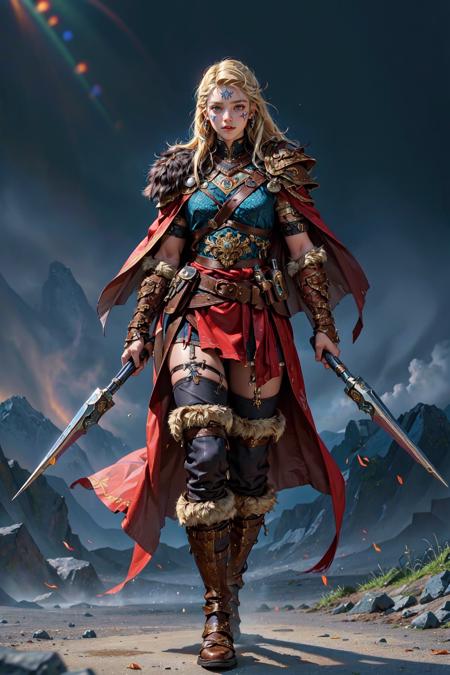 Viking warrior holding axes