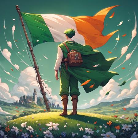 Flag of Irland in Ghibli Style