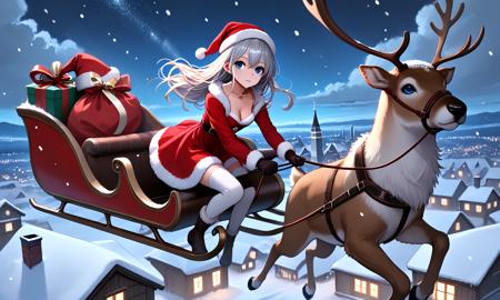 girl like reindeer sleigh
