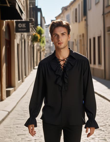 Pirate Shirt / Poet Shirt / Laced-up Ruffle Shirt - SDXL