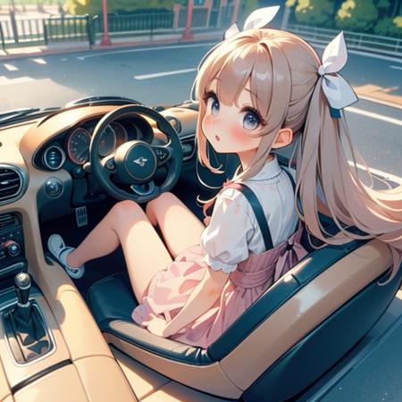 girl like mini car / driving cabrio