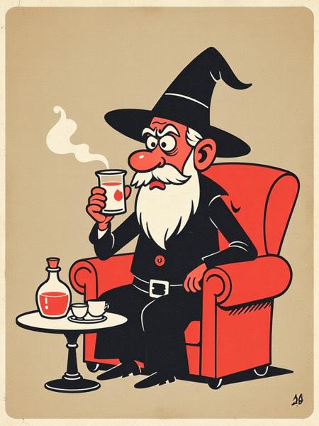 Wizard's Vintage Minimalism Cartoon