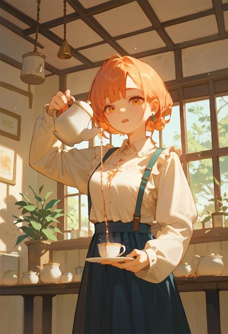 (PonyXL Pose) Pouring from Teapot (decantering meme) | 优雅倒茶