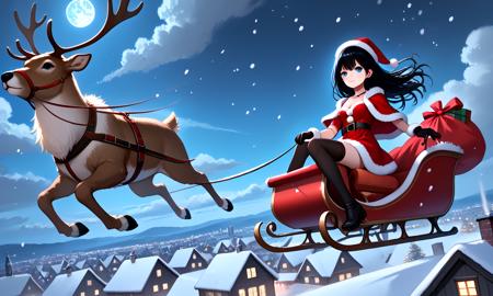 girl like reindeer sleigh