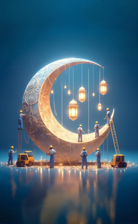 workers building a giant ornate crescent moon版本workers building a giant ornate crescent moon (ID: 426360)