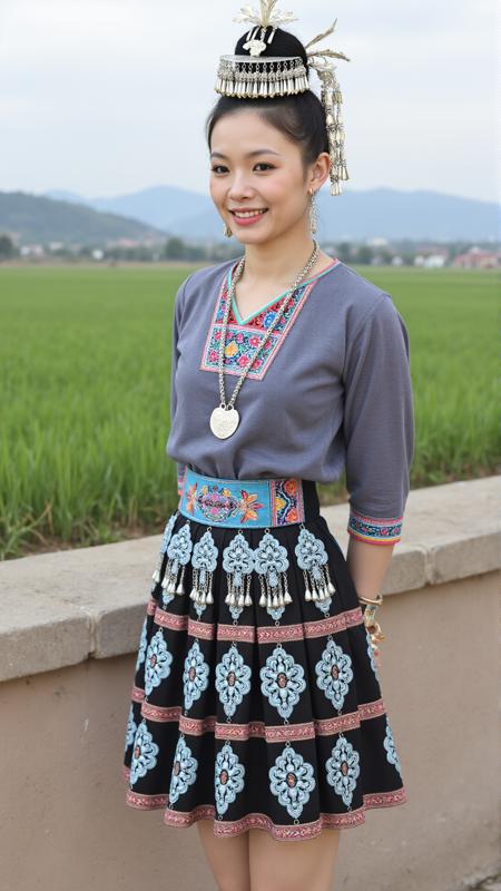 贵州肇兴侗寨的侗族少女服饰