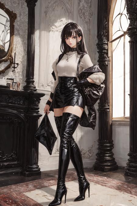 patent leather high heel boots (漆皮高跟靴)
