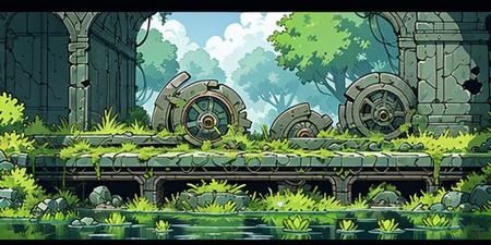 HEZI flat board pixel game scene
