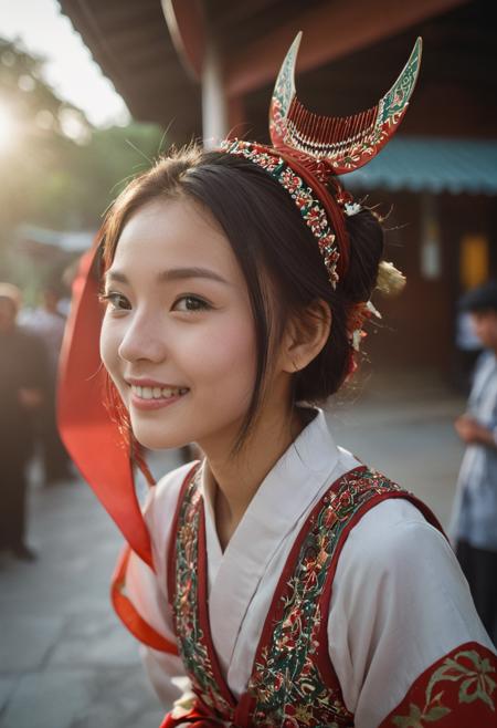苗族分支歪梳苗少女半月木梳头饰 Young girls from the  Waishu Miao branch of the Miao ethnic group adorn their hair with half-moon shaped wooden combs.