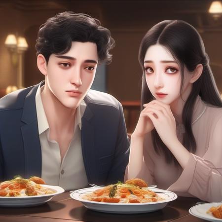 A couple in a restaurant