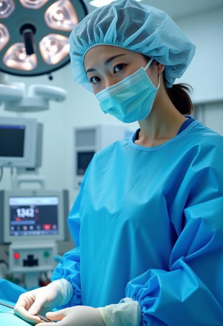 Female Surgeon / Surgical Nurse with Bouffant Cap Flux