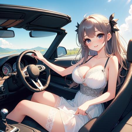 girl like mini car / driving cabrio