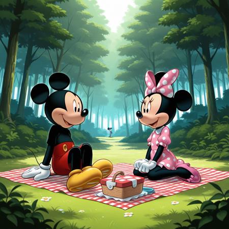 Mickey and Minnie together.