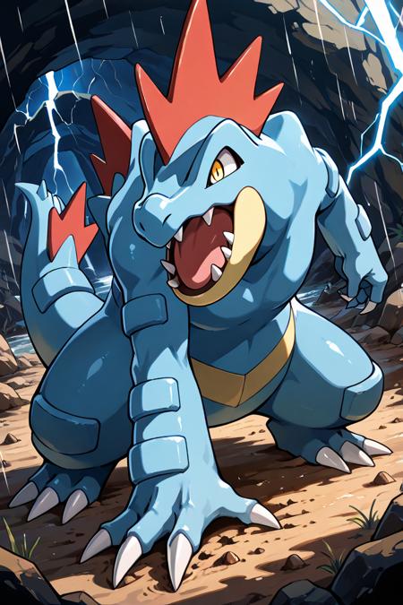 Feraligatr: Big Jaw Pokémon | オーダイル (Pokedex #0160) [Illustrious]