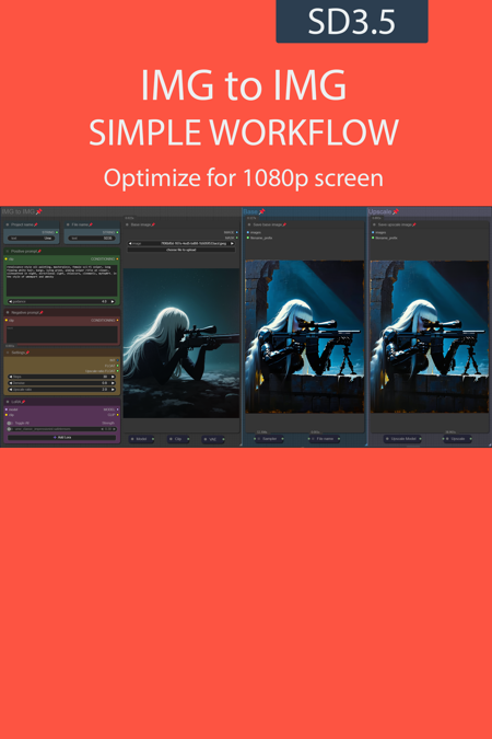 IMG to IMG simple workflow SD3.5 | UPSCALE | LORA | GGUF | CIVITAI Metadata版本v1.0 - GGUF (ID: 987197)