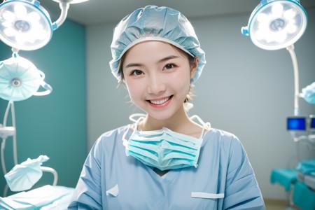Female Surgeon / Surgical Nurse Taking Off Mask XL