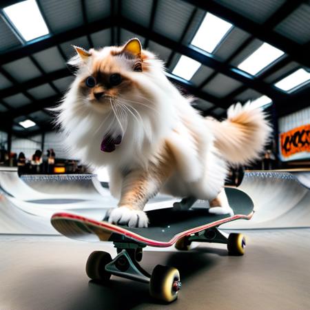 (HotShotXL Video) Skateboarding Flame Point Ragdoll Cats aka  skatebingbing