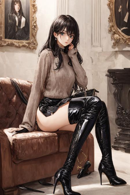 patent leather high heel boots (漆皮高跟靴)