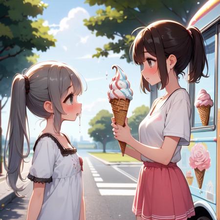 girl like  ice cream truck / ice cream machine
