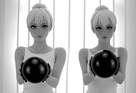 Focus - Group of Woman holding Spheres