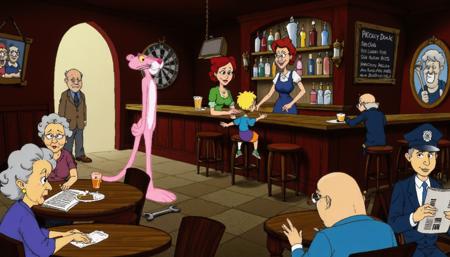 90s Cartoon Adventure Game Style - Pink Panther [Flux]